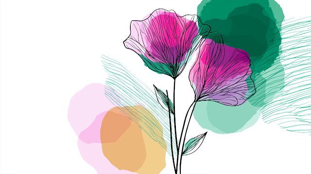 Floral Elegance: Minimalist Woman's Body Illustration