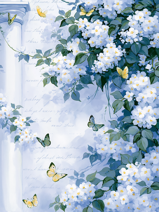 Floral Harmony with Butterflies