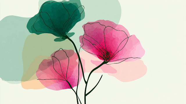 Floral Silhouette: Minimalist Woman's Body in Line Art