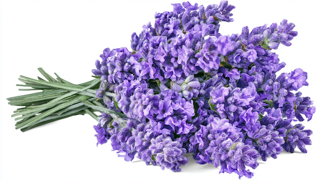 Fresh Lavender Bouquet on White Background