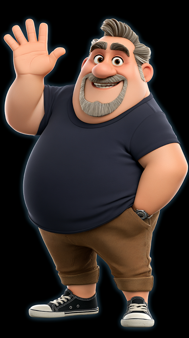 Friendly 3D Animated Character Portrait of a Middle-Aged Man