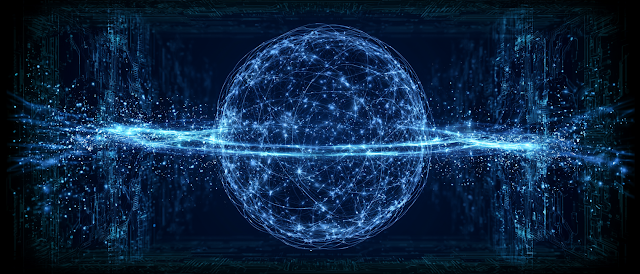 Futuristic Abstract Technology Banner with Glowing Holographic Sphere