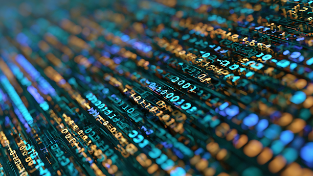 Futuristic Binary Code Stream in Neon Colors