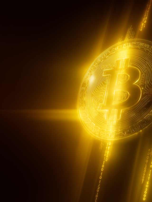 Futuristic Bitcoin Symbol in Digital Matrix