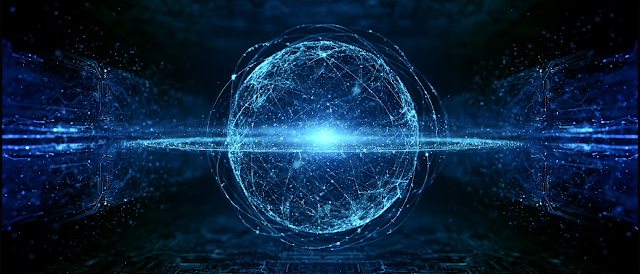 Futuristic Holographic Technology Sphere in Deep Space