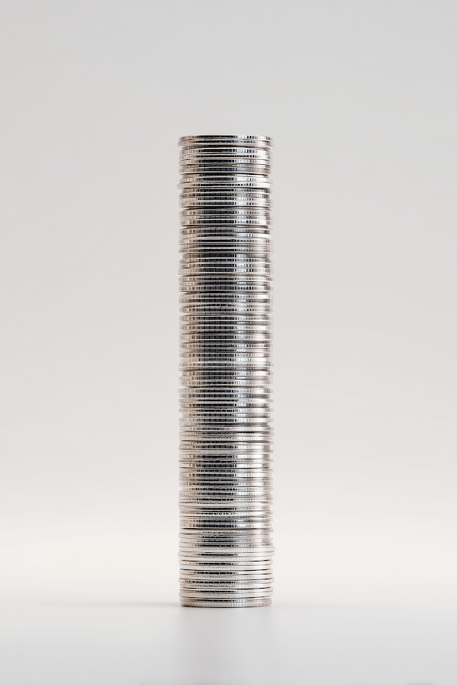 Futuristic Skyscraper Made of Stacked Coins
