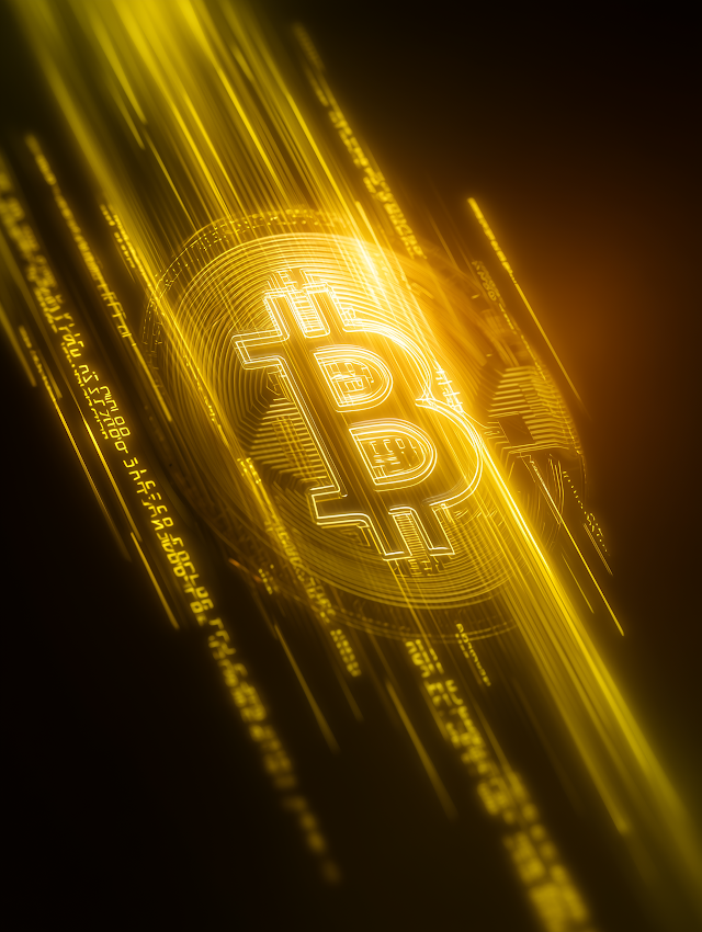 Glowing Bitcoin Symbol in a Digital Void