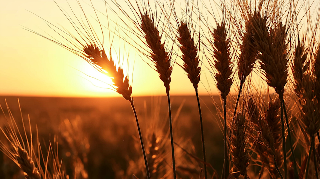Golden Hour Wheat Stalks Close-Up