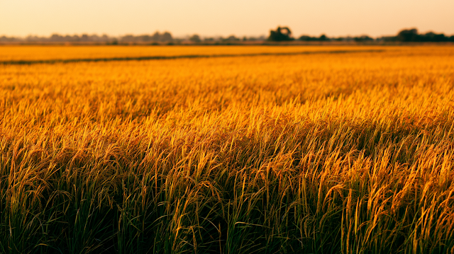 Golden Rice Fields at Harvest Time