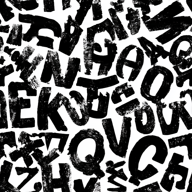 Grunge Alphabet Pattern on White Background