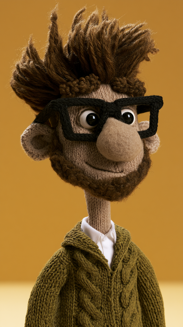 Handmade Wool Figure of a Quirky Man