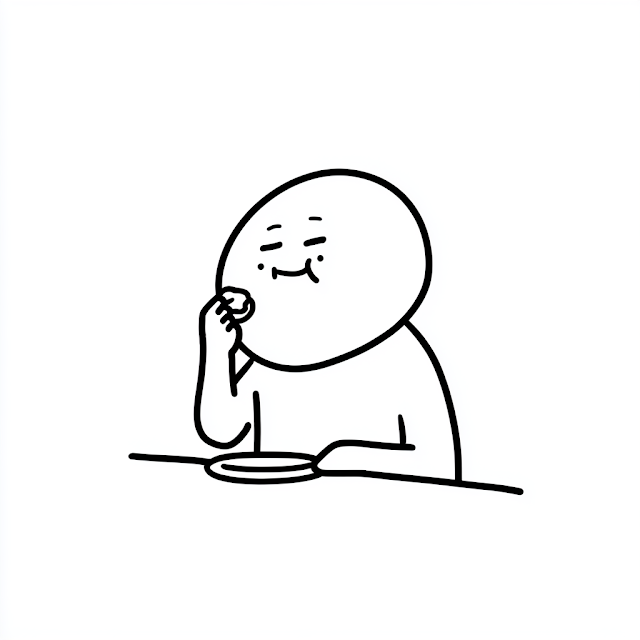 Happy Eating Stick Figure Doodle