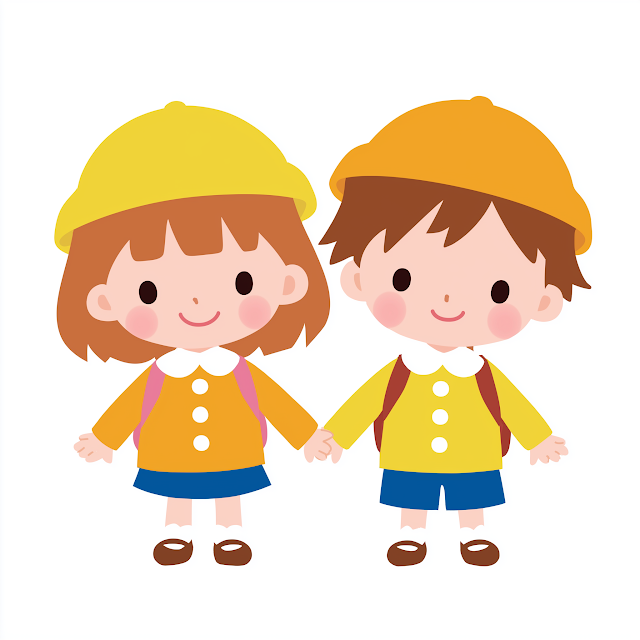 Happy Preschool Friends Holding Hands
