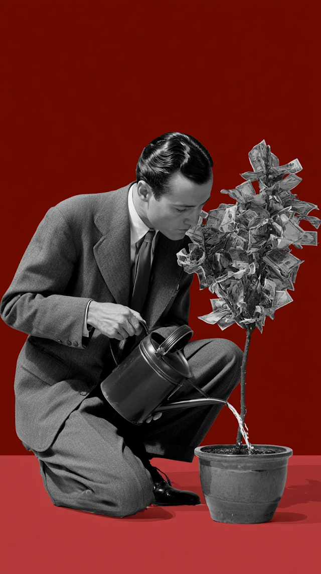Investment Growth: Surreal Vintage Finance Collage