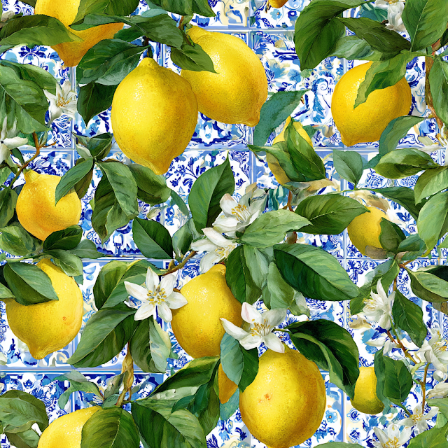 Italian Coastal Lemon Botanical Pattern