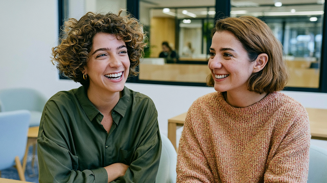 Joyful Brazilian Women in Modern Office