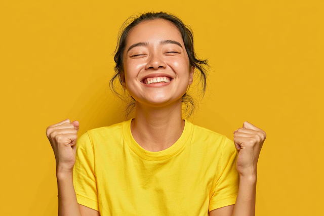 Joyful Celebration Portrait of a Young Woman