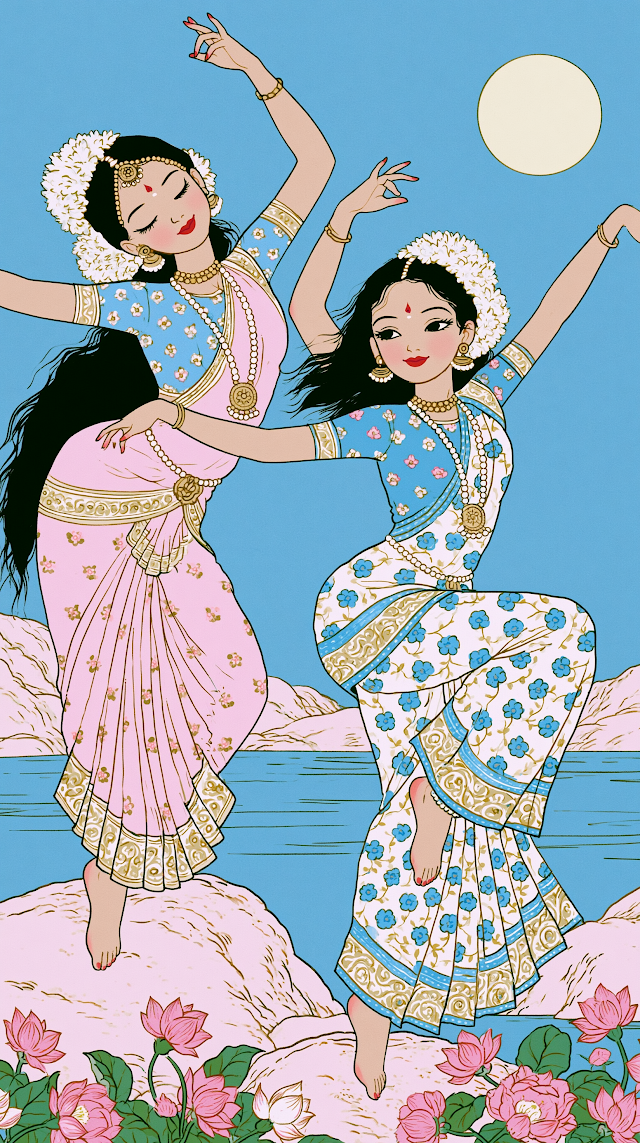 Joyful Dance of Tamil Village Girls Under Moonlight