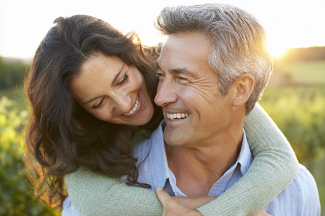 Joyful Moments in a Vineyard: Affectionate Couple Embracing