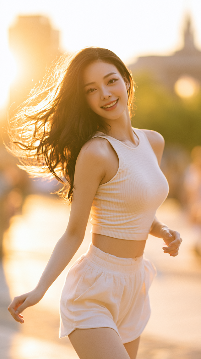 Joyful Summer Fashion in Urban Park