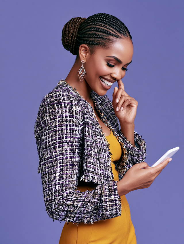 Joyful Young Black Woman in Stylish Fashion Portrait