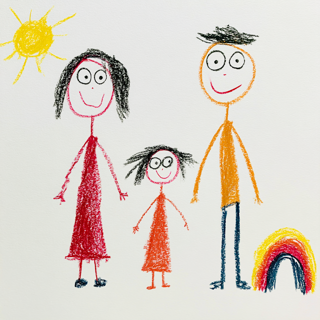 Kids Crayon Drawing of a Happy Family