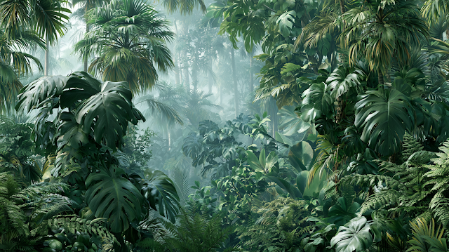Lush Tropical Forest Wall Scene