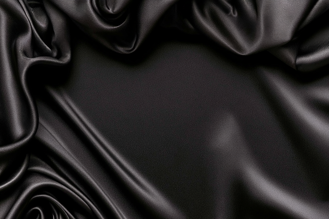 Luxurious Black Satin Silk Fabric Background