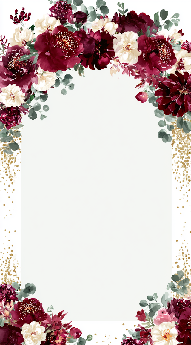 Luxurious Burgundy Floral Frame Illustration