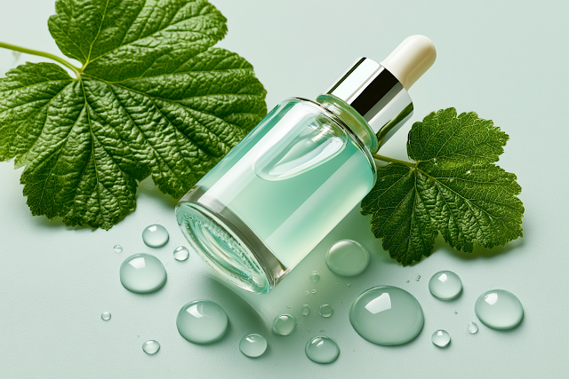 Luxury Skincare Serum with Fresh Green Accents