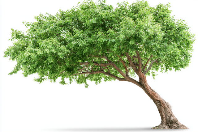 Mature Leafy Green Tree on White Background