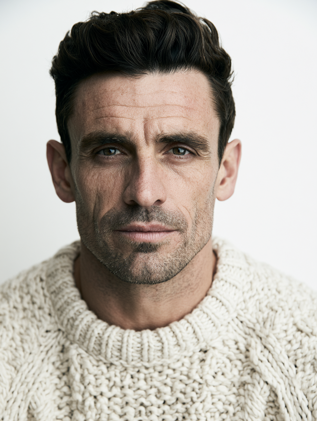 Mature Man Portrait in Cream Sweater
