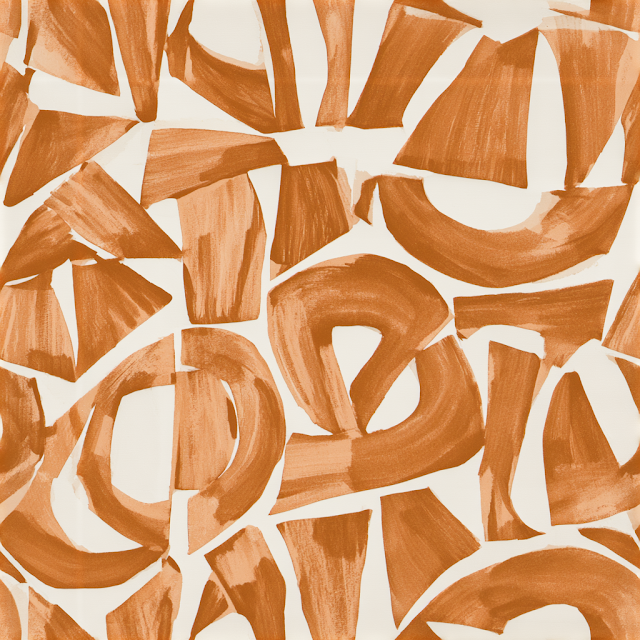 Mid-Century Modern Terracotta Geometric Pattern