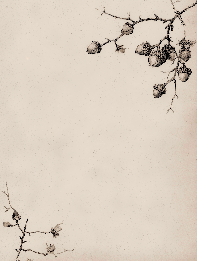 Minimal Acorn and Twig Border Design