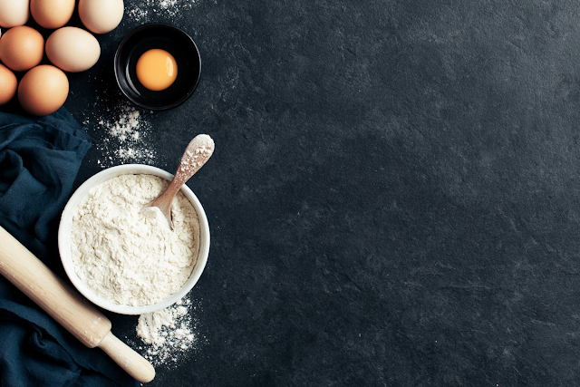 Minimal Rustic Baking Flat Lay with Ingredients