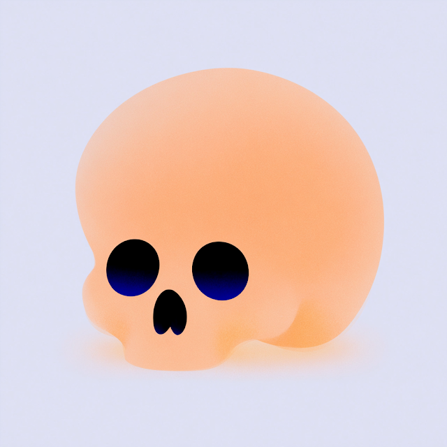 Minimalist 3D Watercolor Halloween Skull