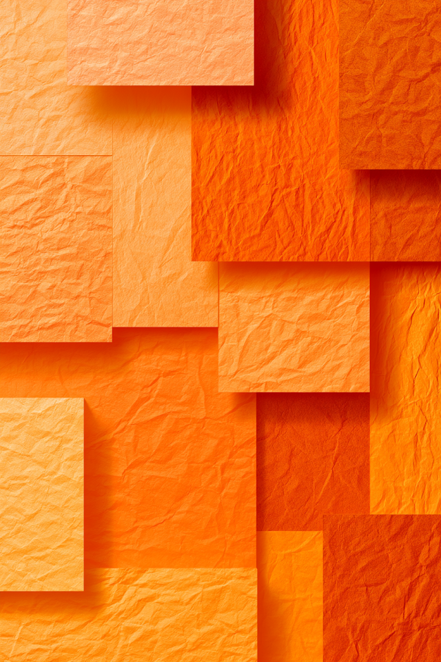 Minimalist Abstract Composition of Crumpled Orange Paper