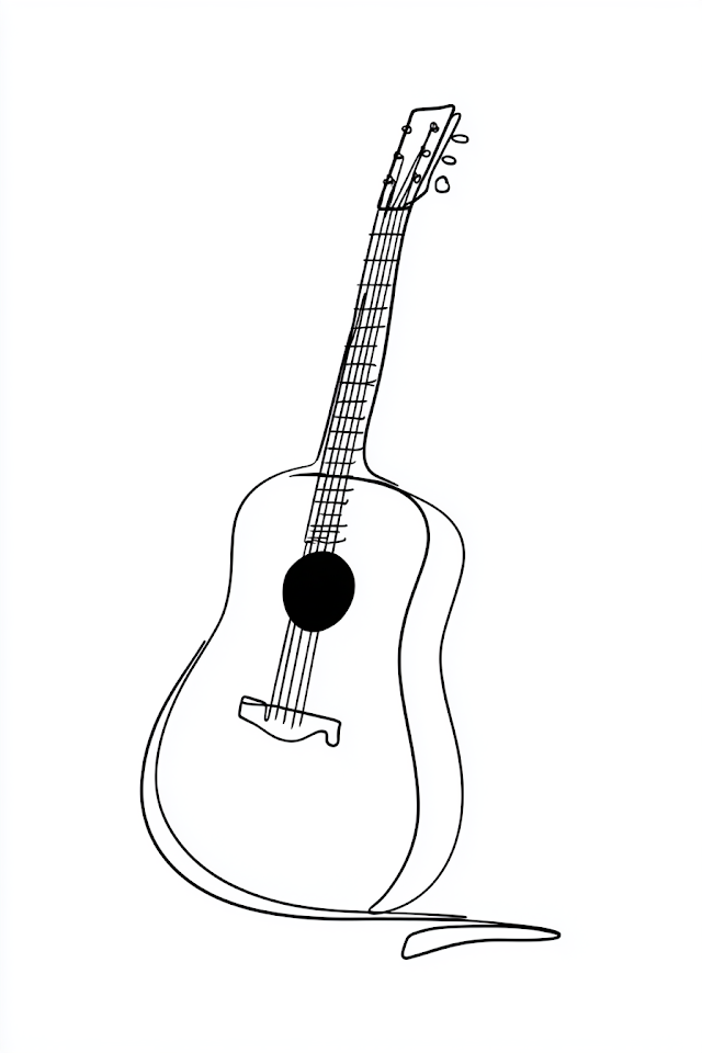 Minimalist Acoustic Guitar Line Art