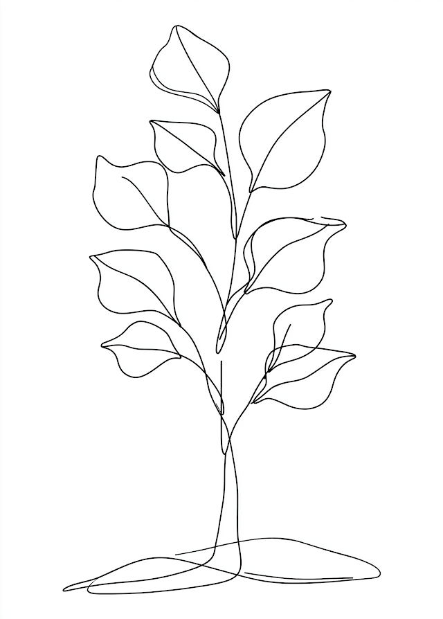 Minimalist Black Line Art Tree Illustration