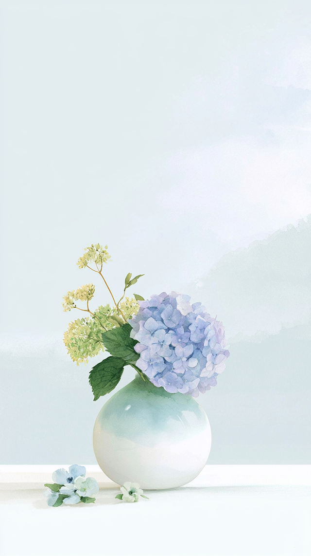 Minimalist Ceramic Vase with Soft Floral Arrangement