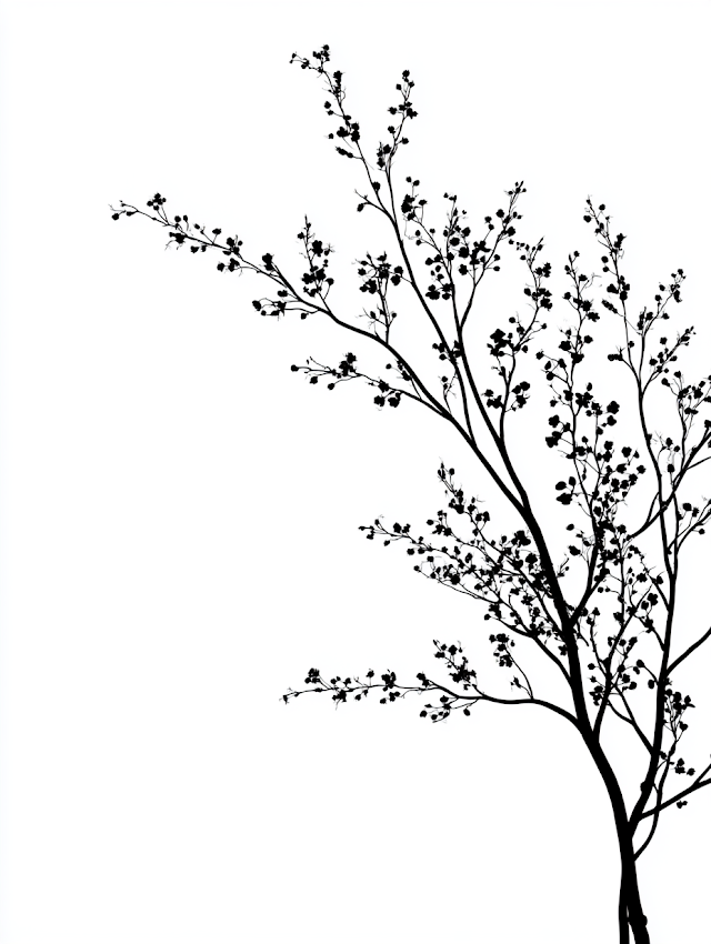 Minimalist Cherry Blossom Silhouette