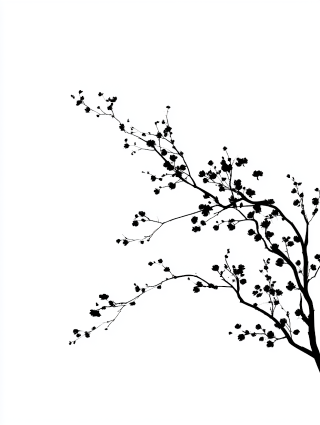 Minimalist Cherry Blossom Silhouette