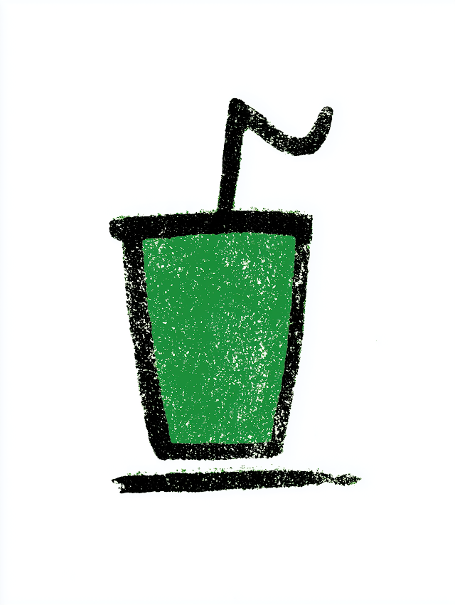 Minimalist Green Takeaway Coffee Cup Illustration