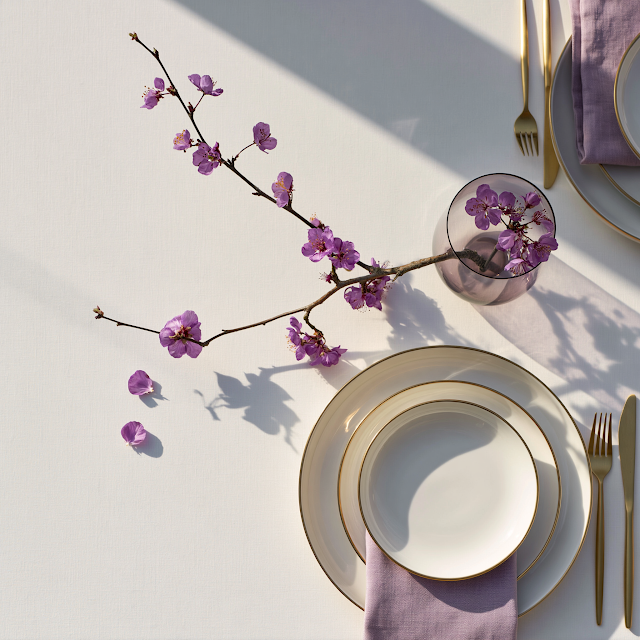 Minimalist Luxury Asian Wedding Table Setting in Spring