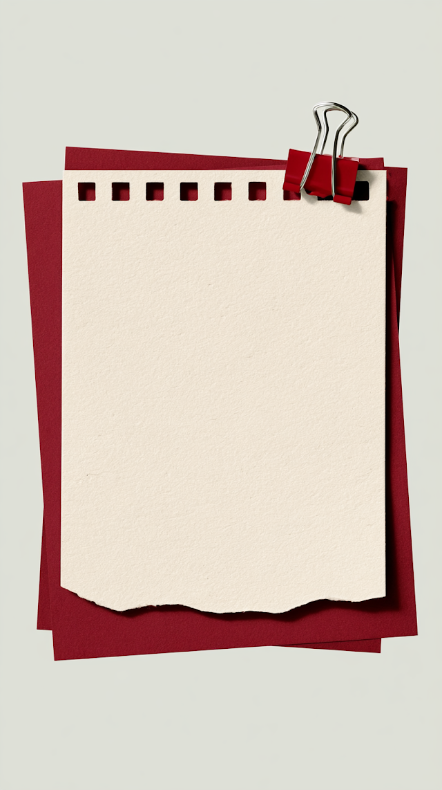 Minimalist Still Life of a Blank Notebook Page with Binder Clip