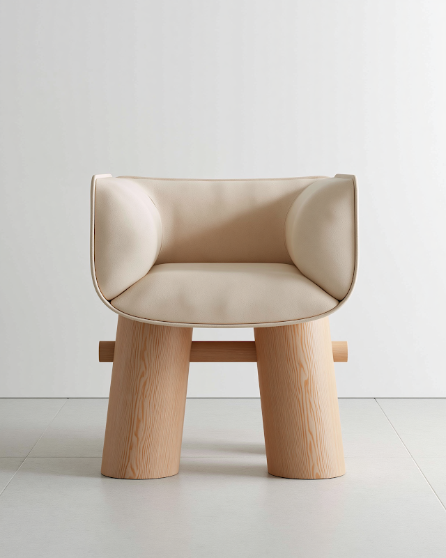 Minimalist Wooden Chair with Soft Upholstery