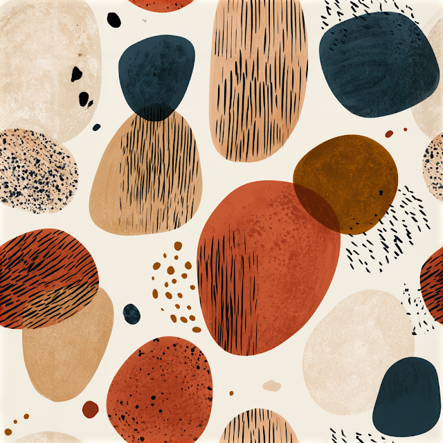Modern Abstract Geometric Pattern with Organic Shapes