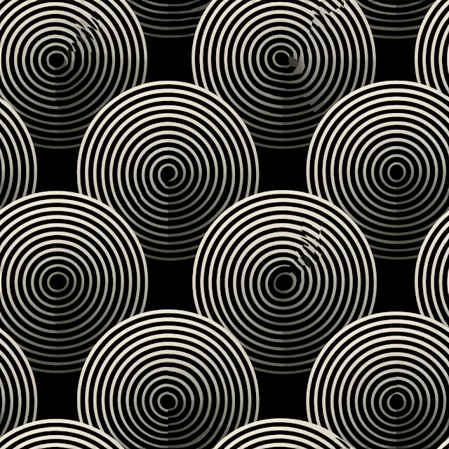 Modern Black and White Geometric Pattern with Circular Stripes