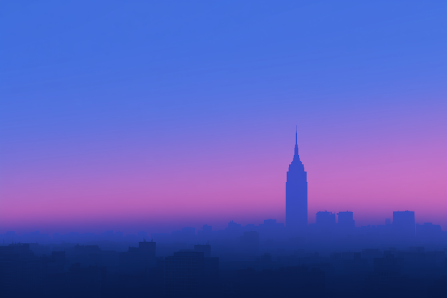 Modern City Skyline with Festive Accents