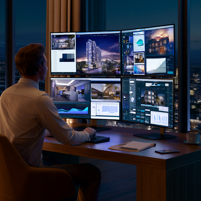 Modern Digital Marketing Workspace with Apartment Campaigns